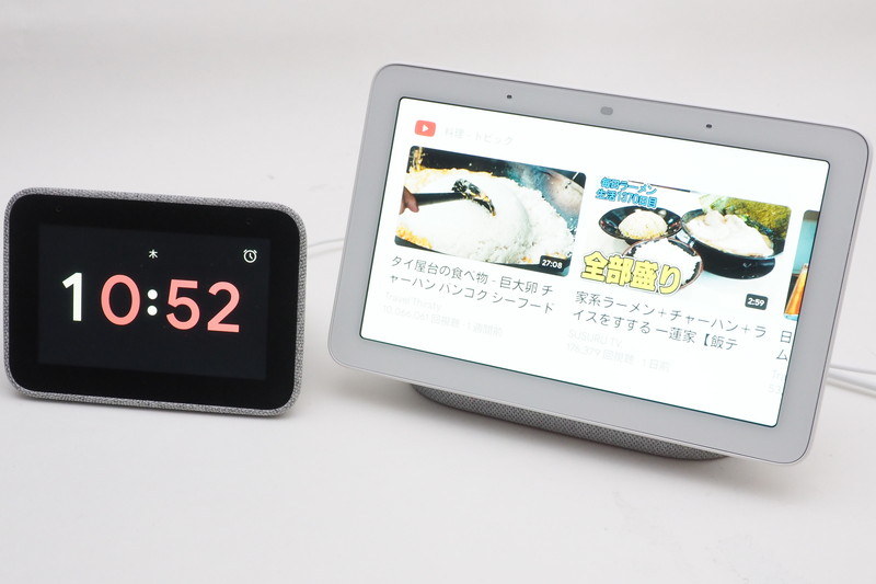 動画再生を指示するとLenovo Smart ClockはChromecastなどの再生デバイスを探し、見つからないのでそこで終わり。Google Nest Hubは再生動画の候補を表示する