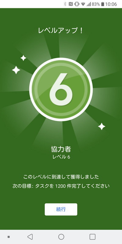 一定回数以上協力するとバッジをもらえたり、レベルが上がったりする