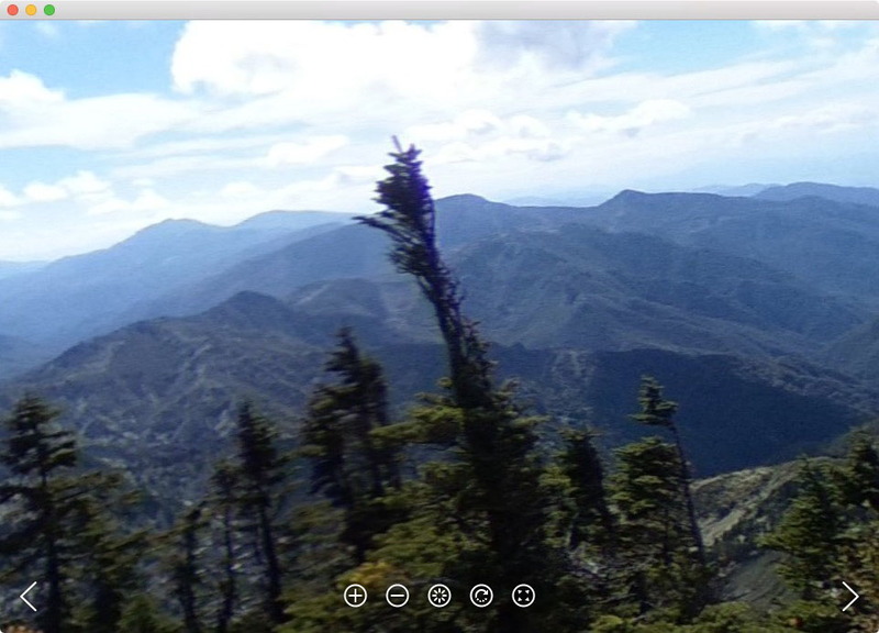 THETA Vで撮った写真。左写真では、太陽光の周辺が全体的に白っぽくなり(フレア)、左中央のように赤っぽい点(ゴースト)も発生しがちでした。360°カメラなので、日中の屋外だと多発してしまう現象でした。右写真の中央の枝の先がちょっと紫色がかっていますが、これがパープルフリンジです。