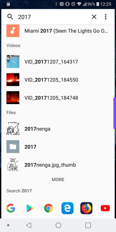 動画や文書ファイル、端末の設定項目も検索結果に表示される