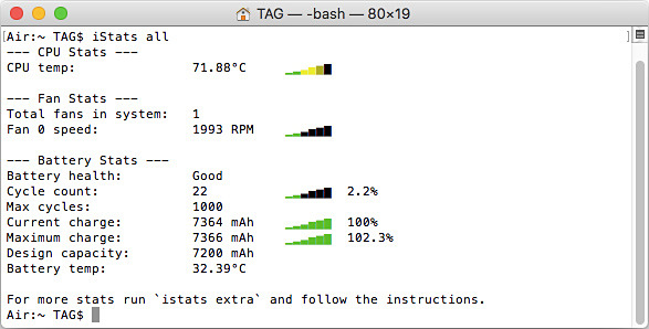 MacOS標準の"iStats"で温度とファン回転数を観測してみました。左が冷却台がない状態。本体がぐんぐん熱くなり、ファンの回転数が赤く点滅するほどになります。右が冷却台にのせた状態。CPU温度はあまり下がりませんが、ファンの回転数が抑えられるので、それなりに冷却の効果はあるようです。