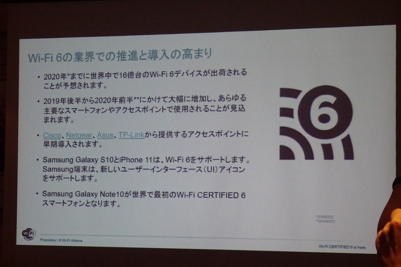 2019年後半から2020年前半にかけてWi-Fi 6デバイスは大幅に増加すると予想。Galaxy Note10が世界で最初のWi-Fi CERTIFIED 6認定スマートフォンとなる