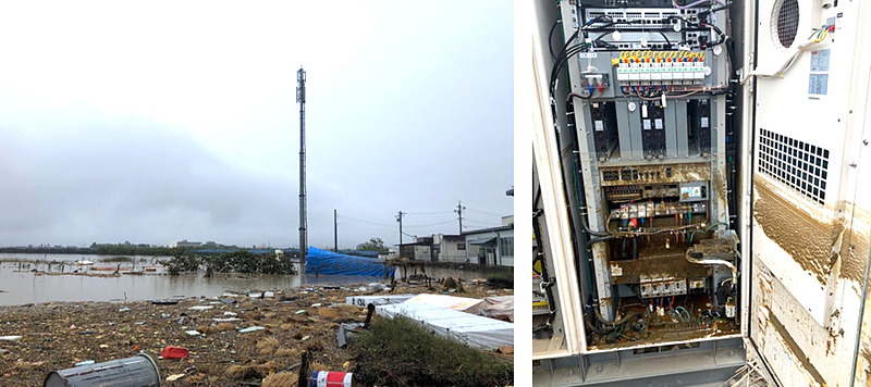 被災した基地局設備