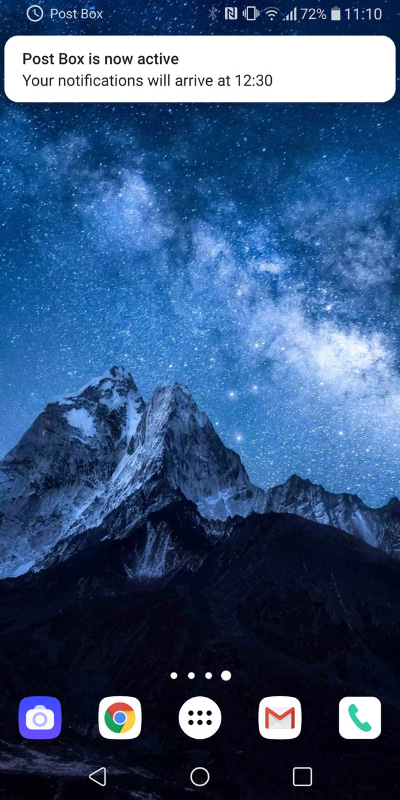 設定完了。次回の通知表示が可能になるタイミングは通知パネルでわかる