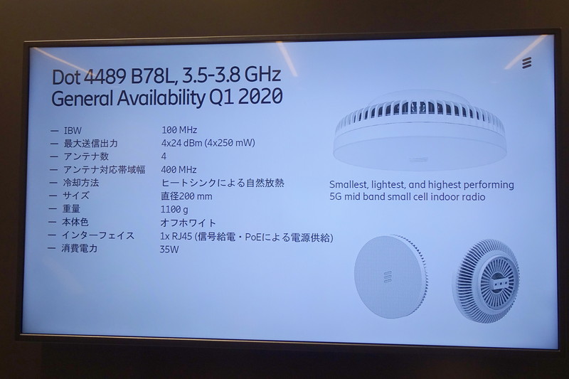 屋内向け無線ユニット「5G Dot」