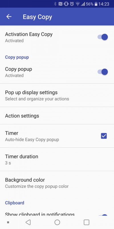 設定画面では、「Activation Easy Copy」と「Copy Popup」をオンにしておく
