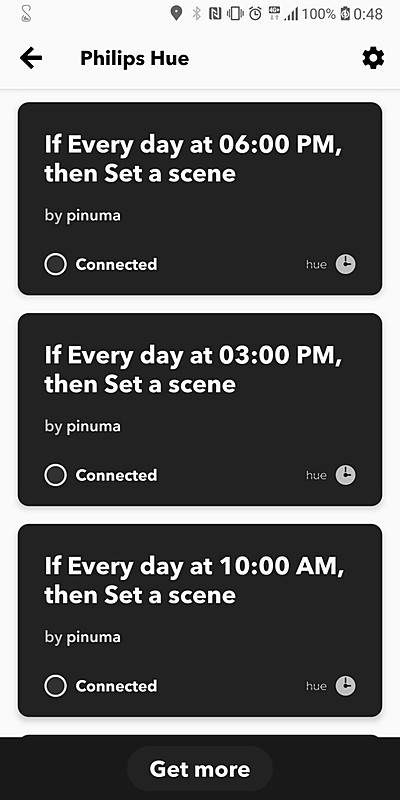 以上を繰り返し、6パターンのシーンを時間帯に応じて切り替えていくように設定