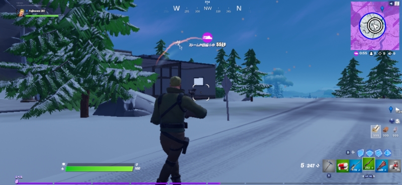 「フォートナイト」もゲームパッドに対応。本製品のレスポンスも上々で、違和感なく操作できる