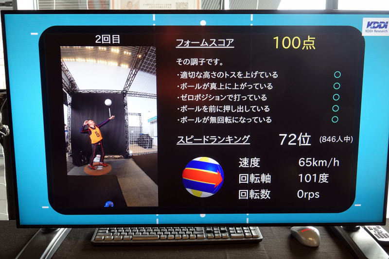 筆者がプレイしたところ、ボールはネットの下をくぐる勢いの低さだったが、フォームは運良く（？）100点
