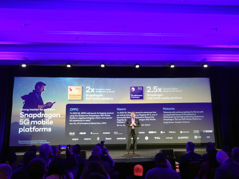 12月に発表されたSnapdragon 865や765/765Gは、採用が今まで以上に順調に進んでいるという。シャープや京セラの名前も明かされた