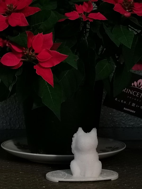 乾燥して盛り塩招き猫が塩崩れしないように適度なインターバルで霧吹きで水を吹きかけると効果があるらしい