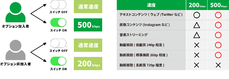 オプションの有無の違い