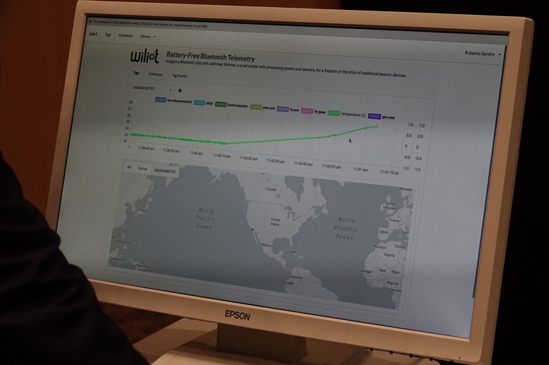 ライトを点灯しセンサーを熱する。徐々に温度を示す折れ線グラフが右肩上がりに