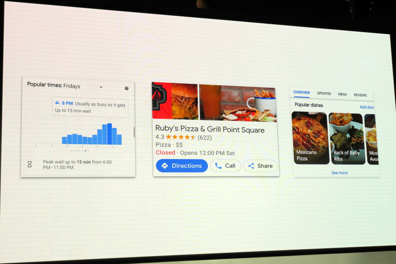 混雑する時間、人気メニューなどの情報もGoogleマップで案内するように