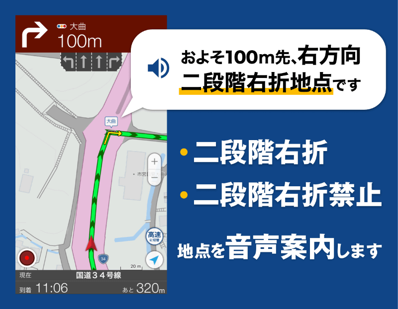 「ツーリングサポーター」に二段階右折を知らせる新機能
