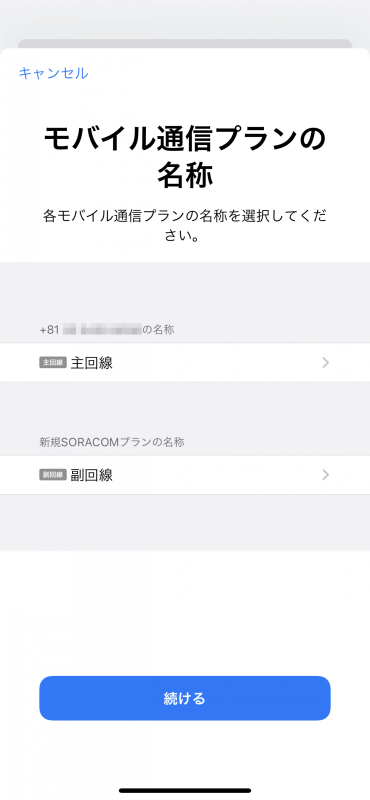 eSIM情報が書き込まれたら、モバイル通信プランの名称を設定する