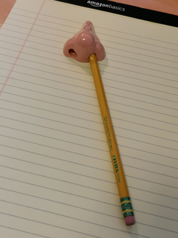 真っ新な長い鉛筆より半分くらいの長さの鉛筆が似合いそうだ。両方の鼻の穴から同時に挿した鉛筆をお互いに反対方向にねじることで２本同時に削れると楽しい