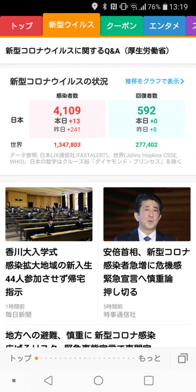 新設カテゴリーで新型コロナウイルスについて特集中