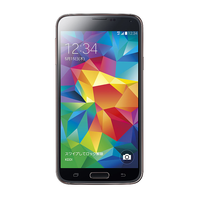 GALAXY S5 SCL23。カラーはauオリジナルのシャンパンピンク