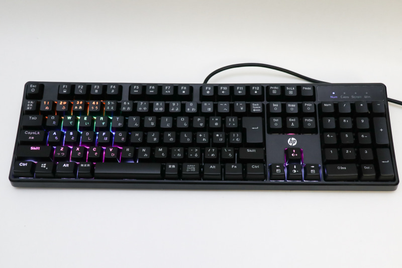 ゲーム用の点灯モードもあり、必要なキーの周辺だけ点灯させることもできる