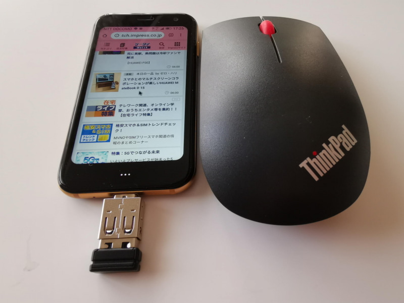 それほど深い意味は無いが、最高の悪ノリで、最後はマウスより小さな筆者愛用中のPalm Phone GoldのType-Cポートにもレシーバーを挿入して見たが、何の問題も無く稼働した