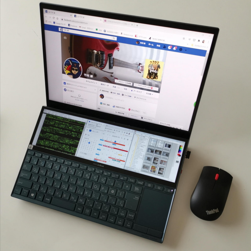 最初は操作中のASUS Zenbook DuoのUSBポートに突然レシーバーを挿入したが、入れた瞬間から即マウスが使用可能となった