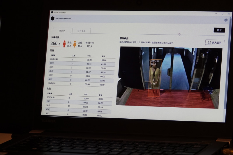 訪問者の性別などを確認できるAIカメラ