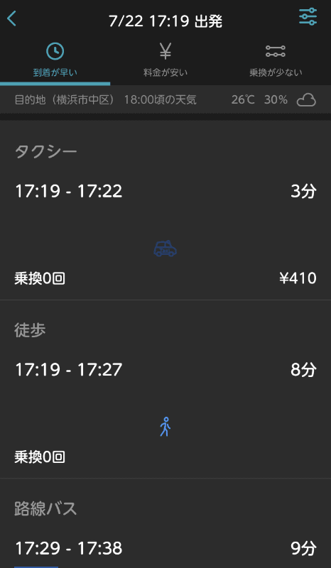 さまざまな交通手段を案内する