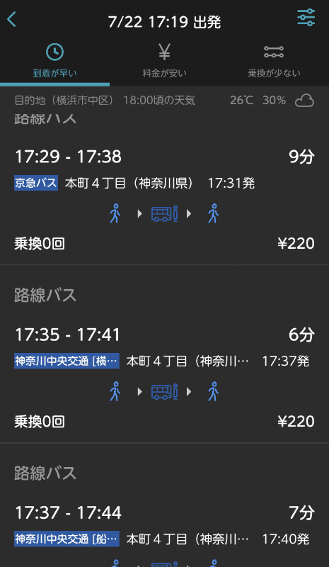 さまざまな交通手段を案内する