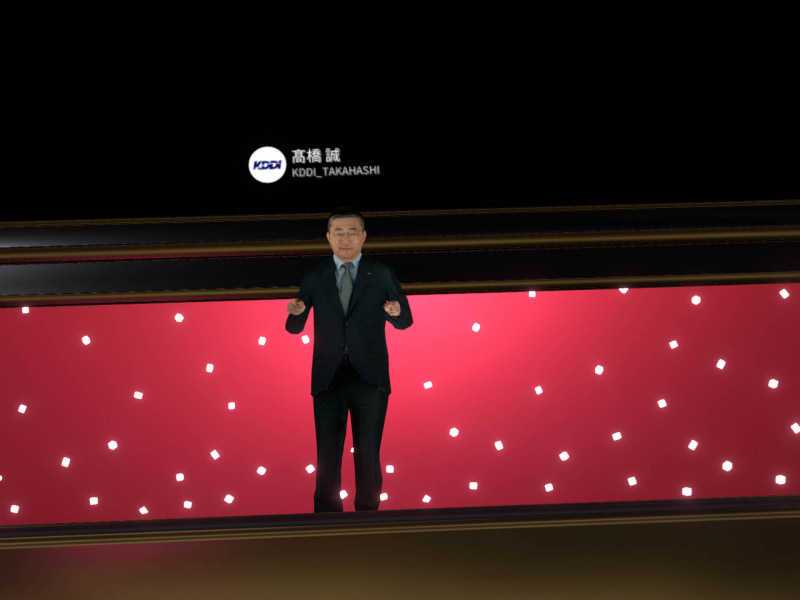 以前、cluster上で行われたKDDIのイベントに登壇した高橋社長の3Dスキャンアバター。こういったものも将来的にバーチャルハマスタに導入される可能性がある