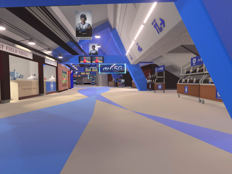 ハマスタによく行く人ならばおなじみのコンコース。特徴的な斜めの構造材から売店の位置やデザインも再現されている