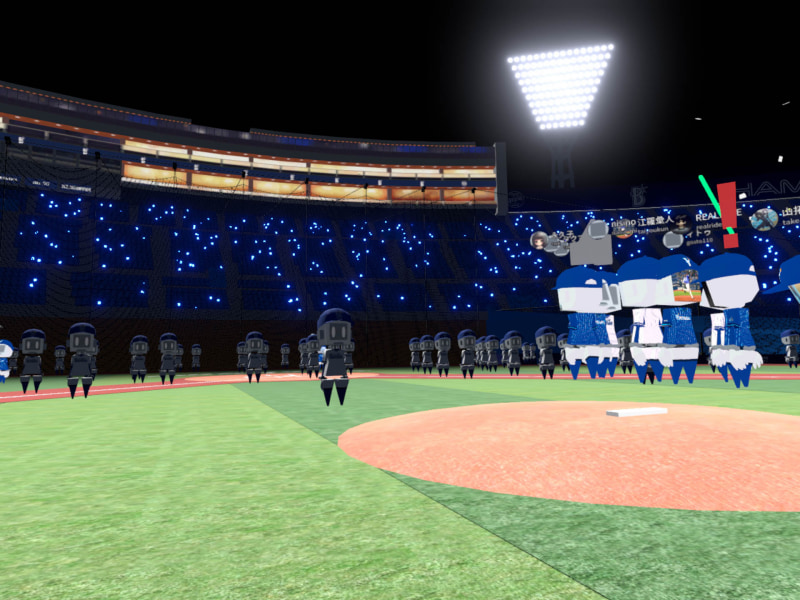 マウンド付近にはプレーヤーが集まりがち。内野スタンド後方のスタースイートも再現。1部屋1試合で30万とかするらしいので、せめてVRで体験させて欲しい