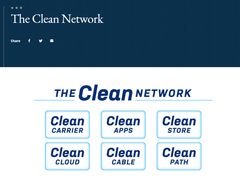 「クリーンネットワーク」を構成する6つの「クリーン」(米国防省Webサイトより)