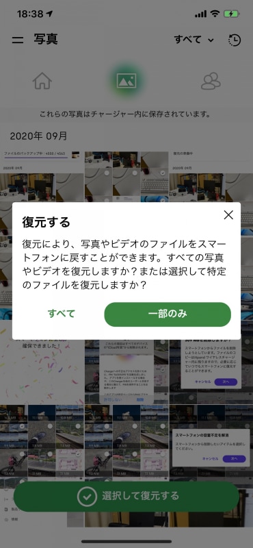 写真類を一部のみもしくは全部復元することができる。多くの場合、写真類の一部のみ復元することになるだろう。