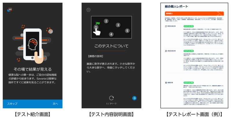 テスト画面のイメージ