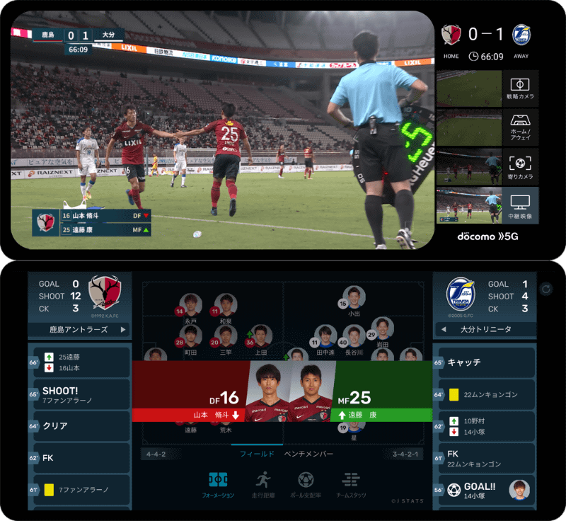 選手交代時の画面　（C）KASHIMA ANTLERS