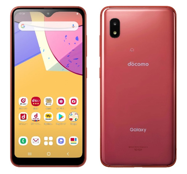 「Galaxy A21 SC-42A」、左から、レッド、ホワイト、ブラック
