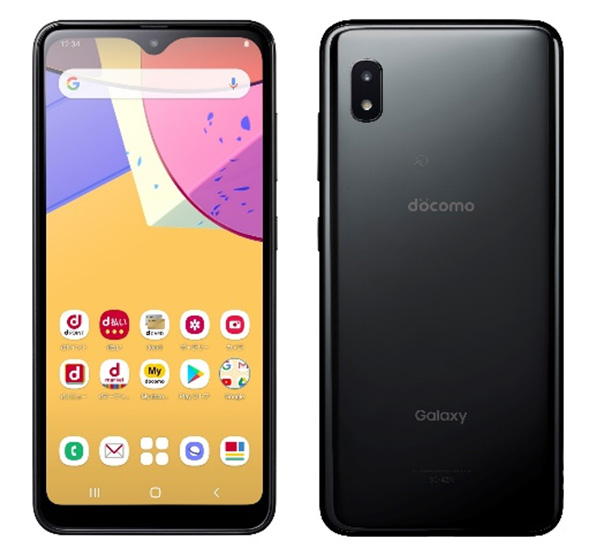 「Galaxy A21 SC-42A」、左から、レッド、ホワイト、ブラック