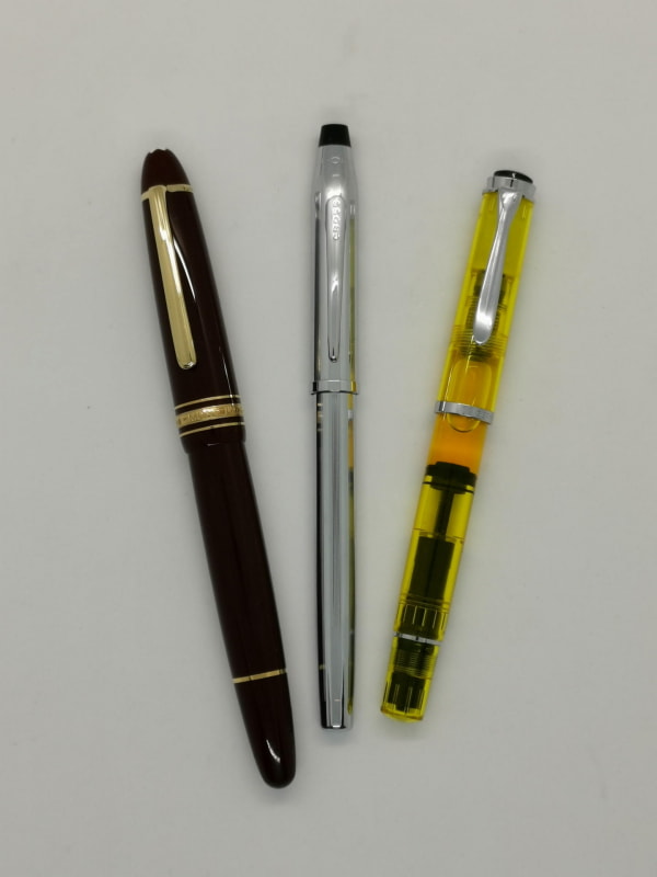 世界の伝統的な筆記具メーカーも自社の強みを生かしたハイライターを市場に送り出している。左からモンブラン、クロス、ペリカン