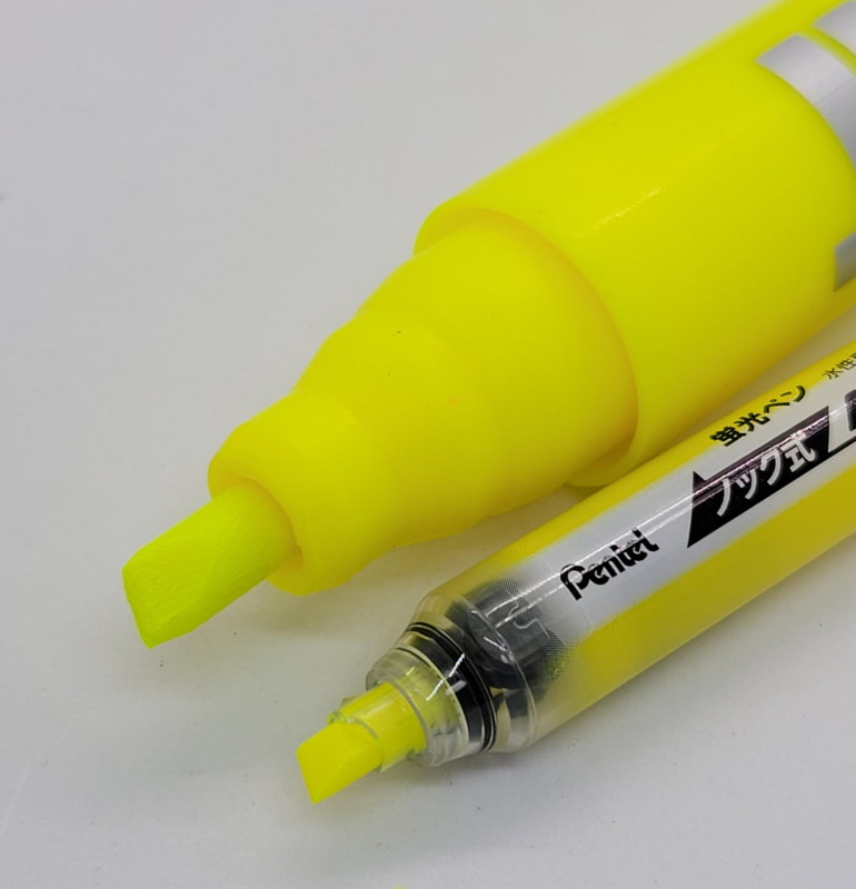 フェルトの芯先直径は一般的な4㎜（右）に対して1.5倍ほどの6㎜