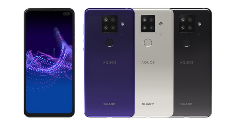「AQUOS sense4 plus」（左から、パープル、ホワイト、ブラック）