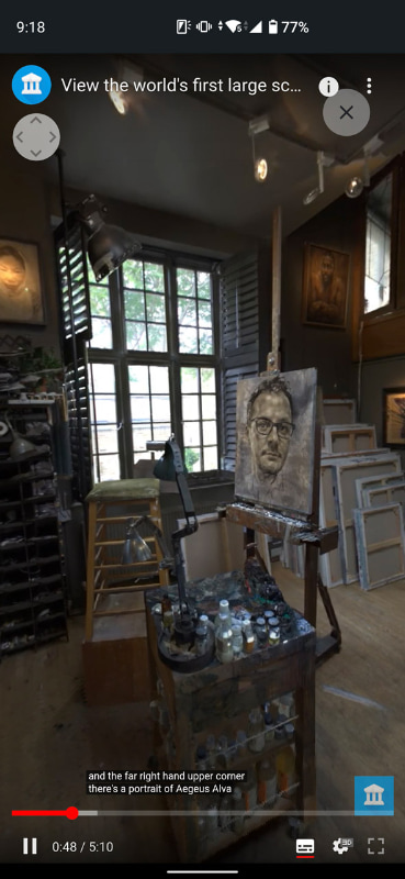 360度動画を見ながら音声ガイドを聞く。字幕表示もあり