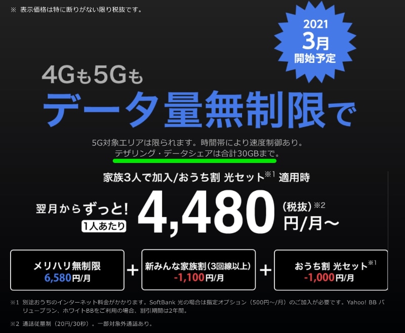「データ通信量無制限」はスマートフォンを対象にしたものが多い