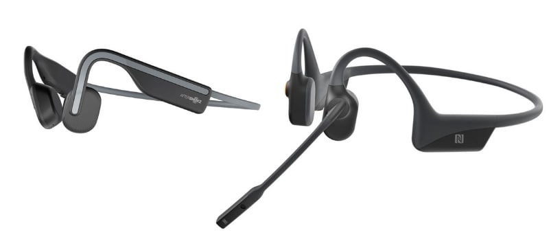 左がOPENMOVE、右がOPENCOMM。OPENCOMMにはノイズキャンセリング対応のブームマイクが搭載されている。なお、価格はOPENMOVEが税別9090円、OPENCOMMが税別1万8180円。ちょうど倍。