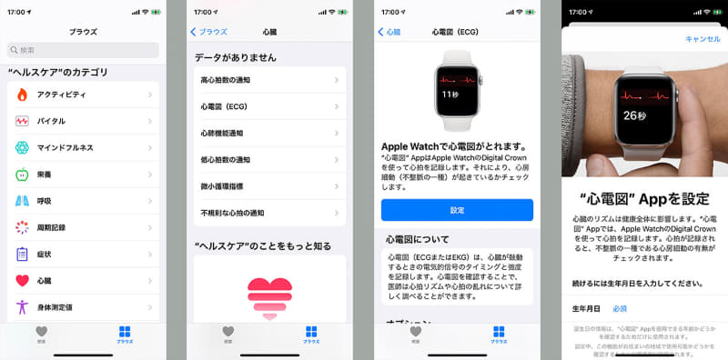 心電図アプリを使えるようにする手順は簡単。