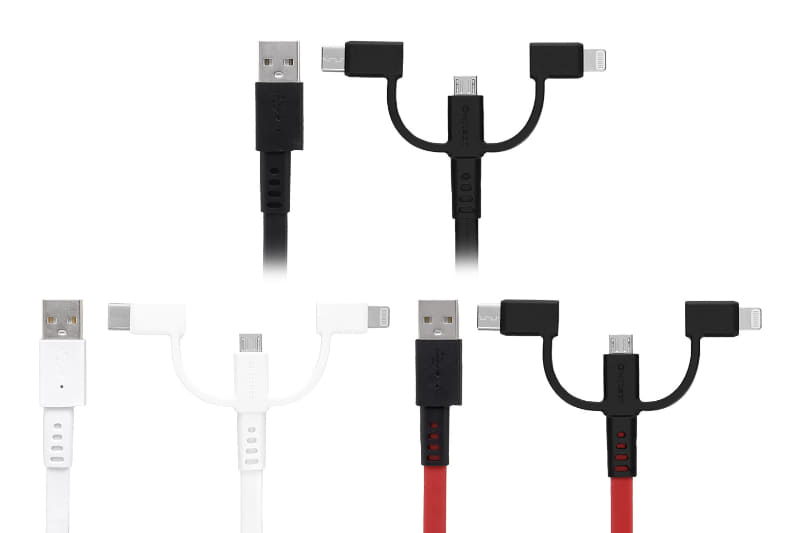 コネクター部はmicroUSBをベースに、USB Type-CまたはLightningアダプターを挿すことで使い分けられる