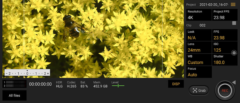 動画撮影用の独自アプリ「Cinematography Pro」。ソニーのプロ用シネマカメラで撮影している感覚で、映像作りを楽しめる。