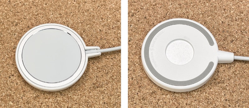 MagSafe充電器を装着した様子。これも「キツめでピッタリ」という装着感。容易にはMagSafe充電器が外れない。