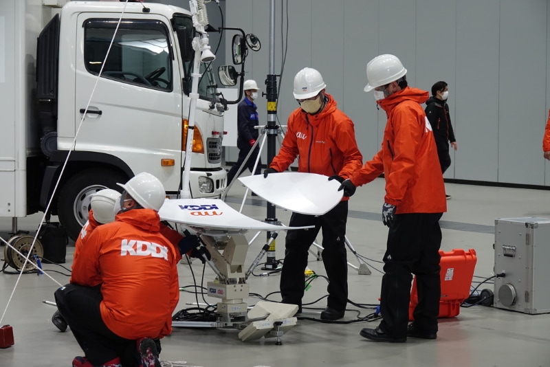 可搬型基地局の訓練の様子