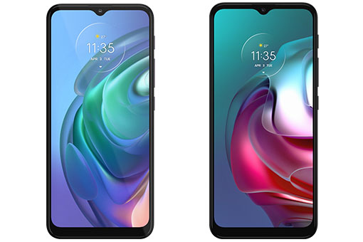 「moto g10」（左）と「moto g30」（右）